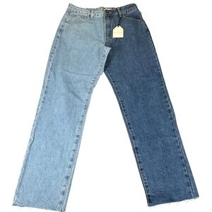 Denim Lab Hi Rise Contrast Wash Straight Leg Jeans Womens 27W Size 7 NWT